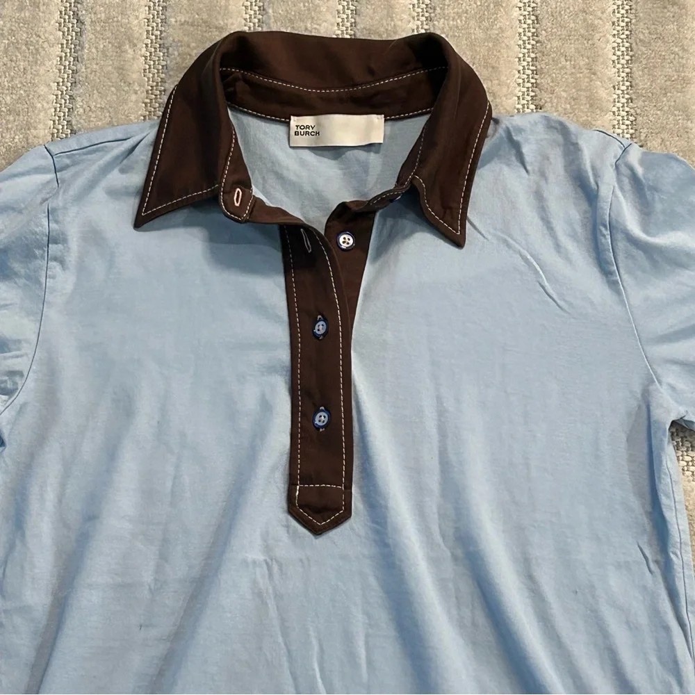Tory Burch Cotton Piqué Polo Shirt in Blue - S